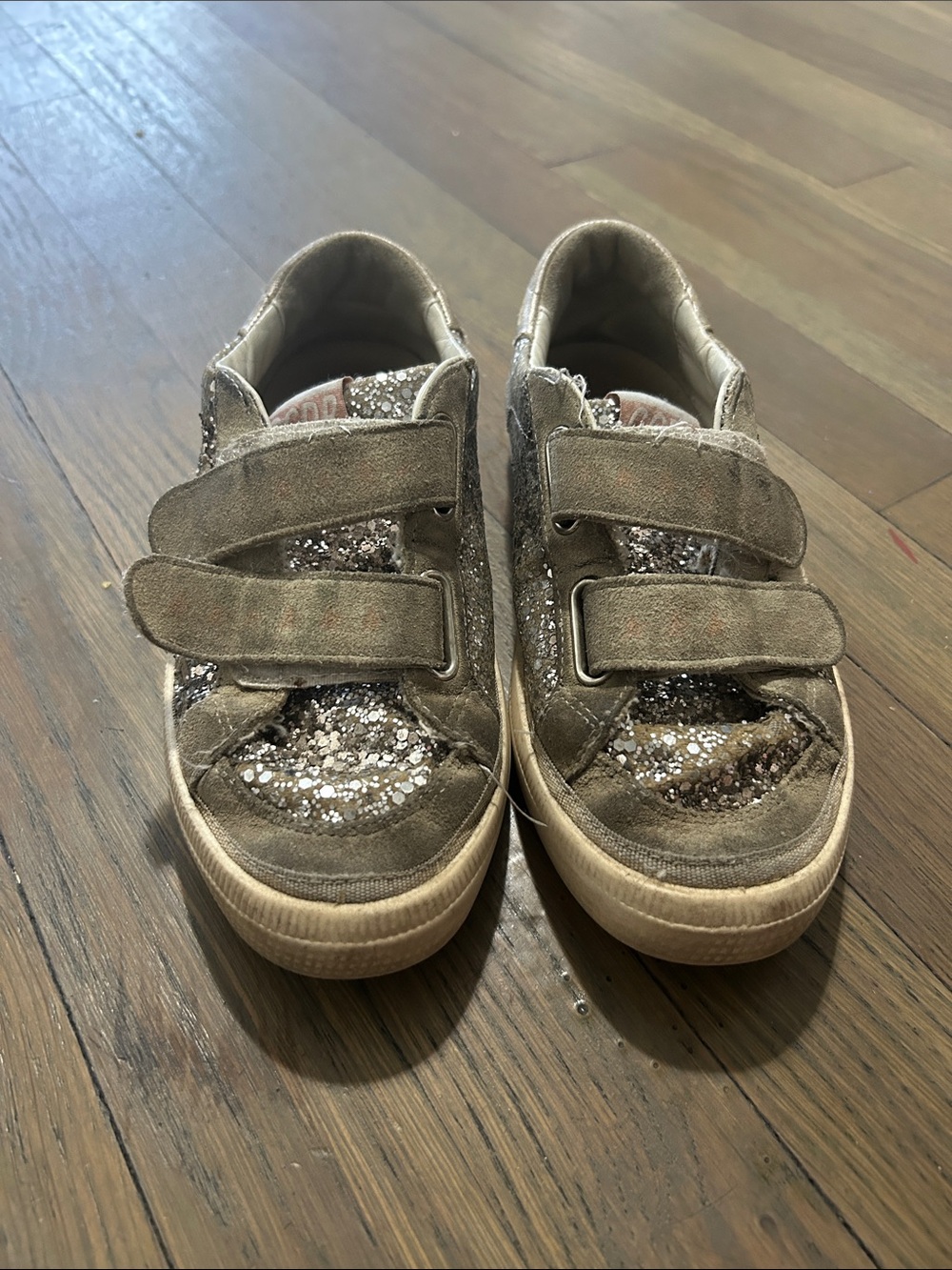 Golden goose size 32 girls Glitter Velcro Sneakers - Silver
